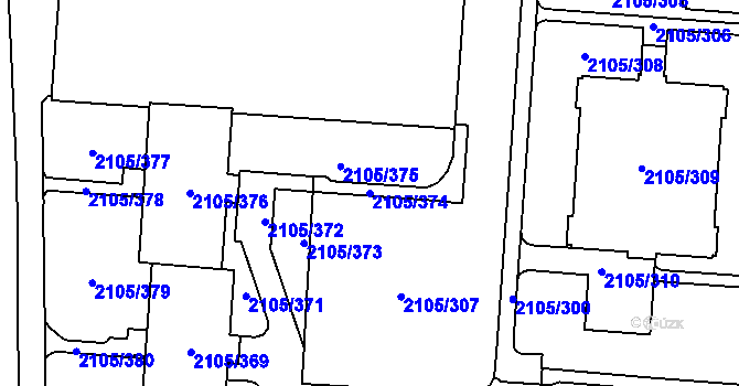 Parcela st. 2105/374 v KÚ Šumbark, Katastrální mapa