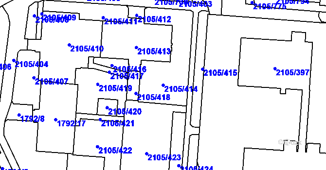 Parcela st. 2105/414 v KÚ Šumbark, Katastrální mapa