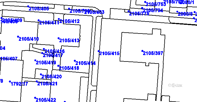 Parcela st. 2105/415 v KÚ Šumbark, Katastrální mapa