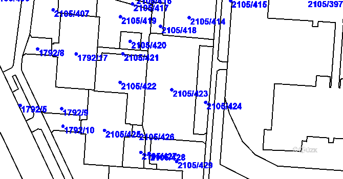 Parcela st. 2105/423 v KÚ Šumbark, Katastrální mapa