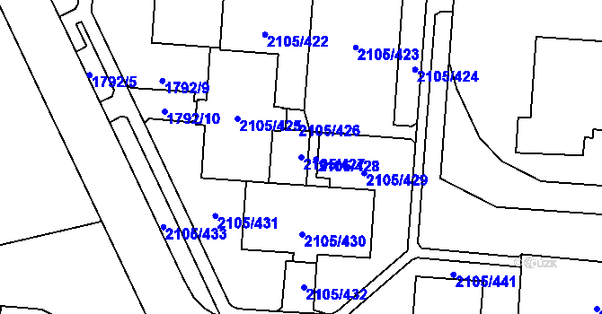 Parcela st. 2105/427 v KÚ Šumbark, Katastrální mapa