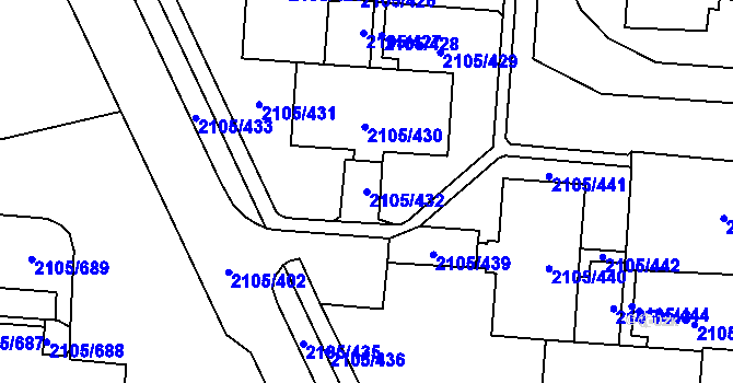Parcela st. 2105/432 v KÚ Šumbark, Katastrální mapa