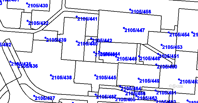 Parcela st. 2105/444 v KÚ Šumbark, Katastrální mapa