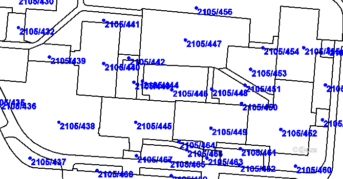 Parcela st. 2105/446 v KÚ Šumbark, Katastrální mapa