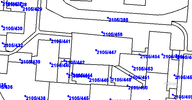 Parcela st. 2105/447 v KÚ Šumbark, Katastrální mapa
