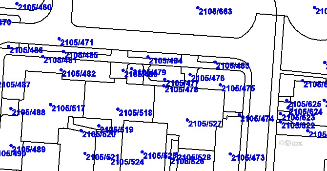 Parcela st. 2105/478 v KÚ Šumbark, Katastrální mapa