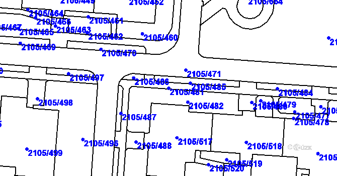 Parcela st. 2105/481 v KÚ Šumbark, Katastrální mapa
