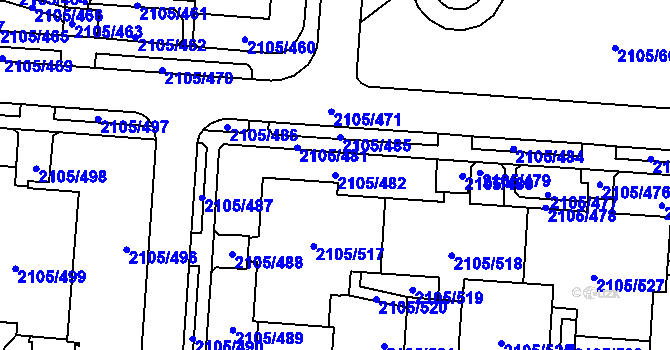 Parcela st. 2105/482 v KÚ Šumbark, Katastrální mapa