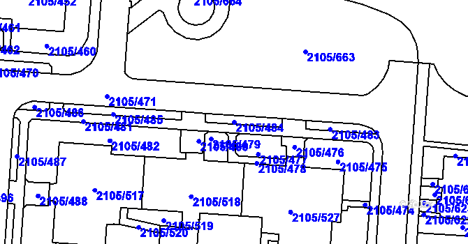Parcela st. 2105/484 v KÚ Šumbark, Katastrální mapa