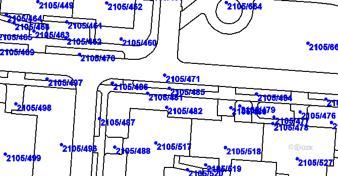 Parcela st. 2105/485 v KÚ Šumbark, Katastrální mapa