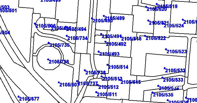 Parcela st. 2105/493 v KÚ Šumbark, Katastrální mapa