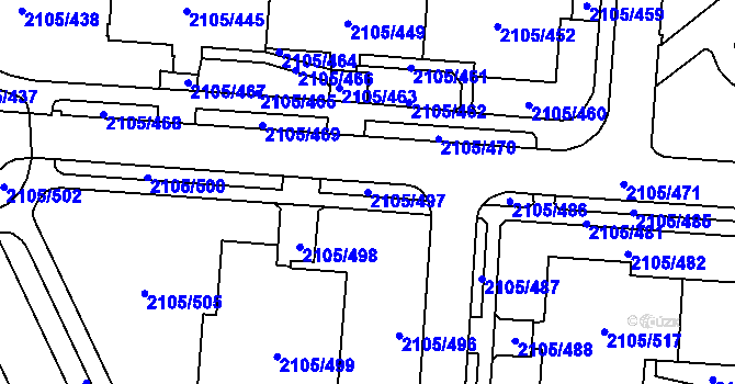 Parcela st. 2105/497 v KÚ Šumbark, Katastrální mapa