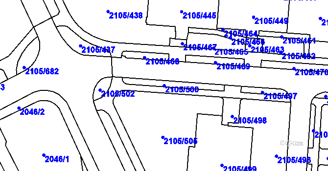 Parcela st. 2105/500 v KÚ Šumbark, Katastrální mapa