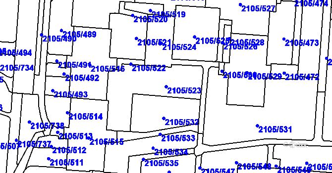 Parcela st. 2105/523 v KÚ Šumbark, Katastrální mapa