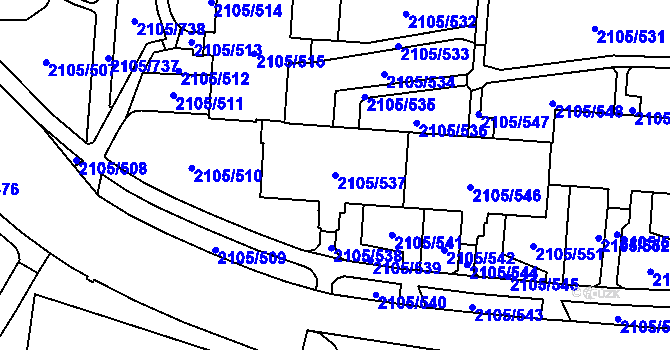 Parcela st. 2105/537 v KÚ Šumbark, Katastrální mapa