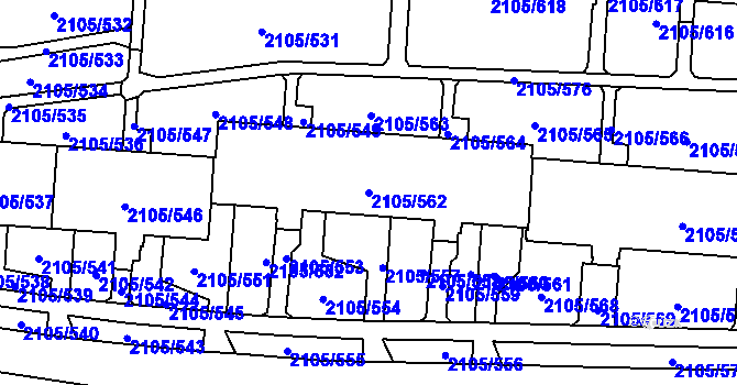 Parcela st. 2105/562 v KÚ Šumbark, Katastrální mapa