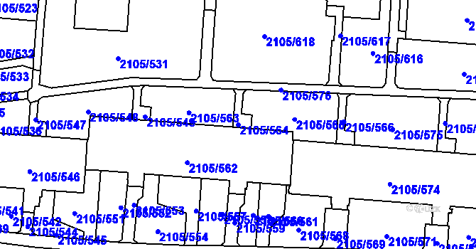 Parcela st. 2105/564 v KÚ Šumbark, Katastrální mapa