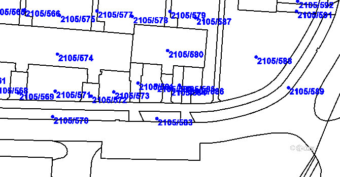 Parcela st. 2105/584 v KÚ Šumbark, Katastrální mapa