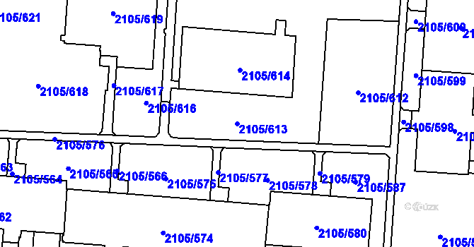 Parcela st. 2105/613 v KÚ Šumbark, Katastrální mapa