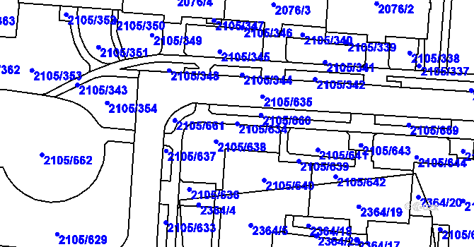 Parcela st. 2105/634 v KÚ Šumbark, Katastrální mapa