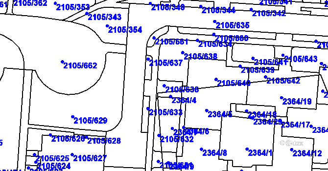 Parcela st. 2105/636 v KÚ Šumbark, Katastrální mapa