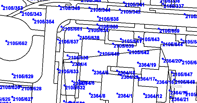 Parcela st. 2105/640 v KÚ Šumbark, Katastrální mapa