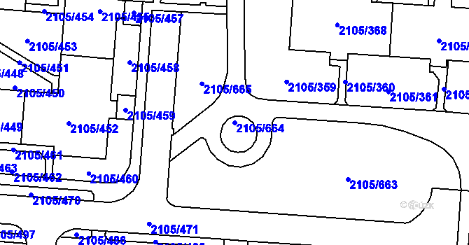 Parcela st. 2105/664 v KÚ Šumbark, Katastrální mapa