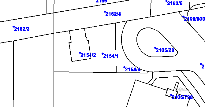 Parcela st. 2154/1 v KÚ Šumbark, Katastrální mapa