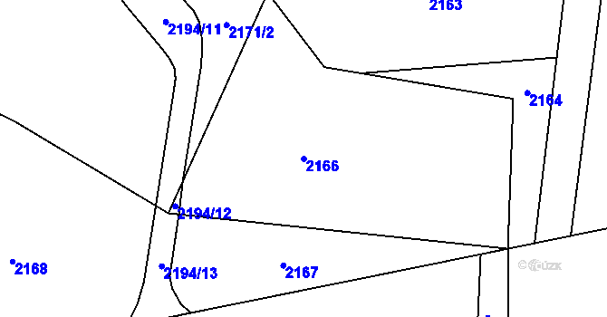 Parcela st. 2166 v KÚ Šumbark, Katastrální mapa