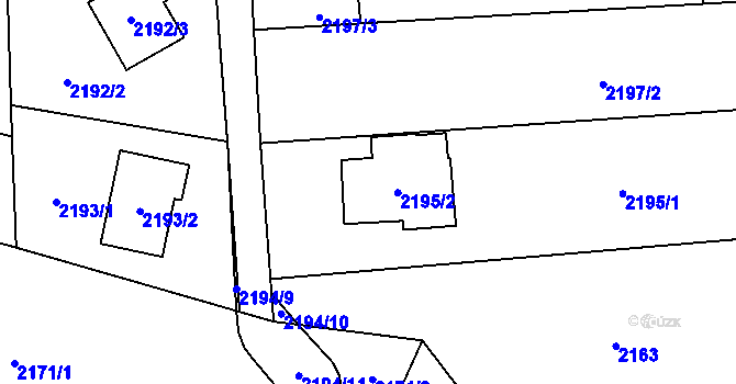 Parcela st. 2195/2 v KÚ Šumbark, Katastrální mapa