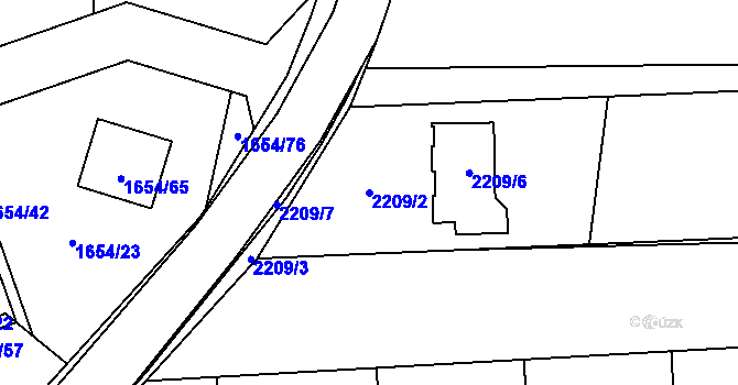 Parcela st. 2209/2 v KÚ Šumbark, Katastrální mapa