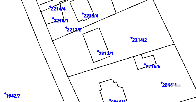 Parcela st. 2213/1 v KÚ Šumbark, Katastrální mapa