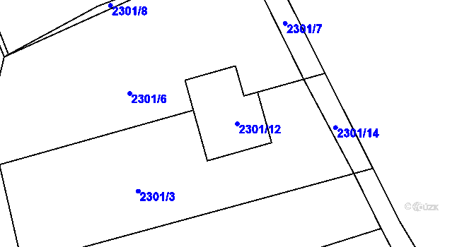 Parcela st. 2301/12 v KÚ Šumbark, Katastrální mapa