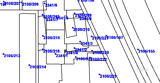 Parcela st. 2341/3 v KÚ Šumbark, Katastrální mapa