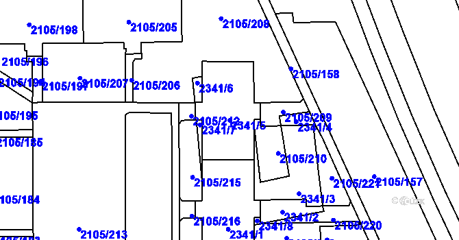 Parcela st. 2341/5 v KÚ Šumbark, Katastrální mapa