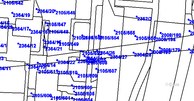 Parcela st. 2364/26 v KÚ Šumbark, Katastrální mapa