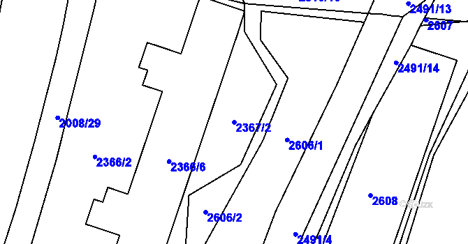 Parcela st. 2367/2 v KÚ Šumbark, Katastrální mapa