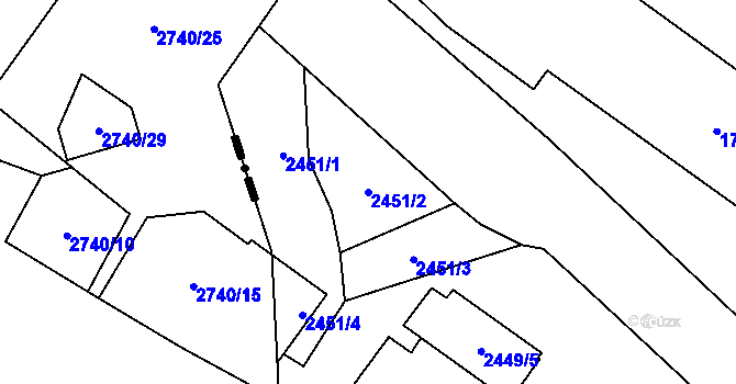 Parcela st. 2451/2 v KÚ Šumbark, Katastrální mapa