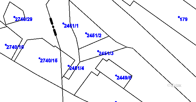 Parcela st. 2451/3 v KÚ Šumbark, Katastrální mapa