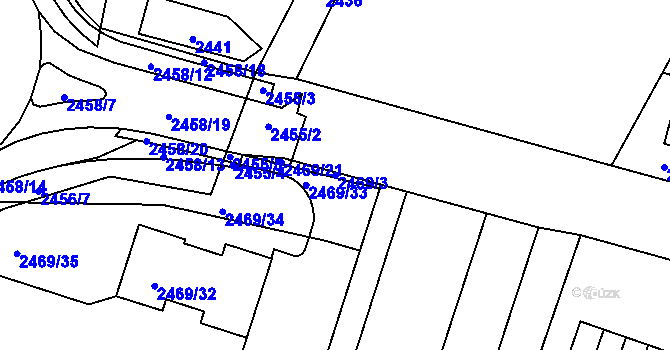 Parcela st. 2469/3 v KÚ Šumbark, Katastrální mapa
