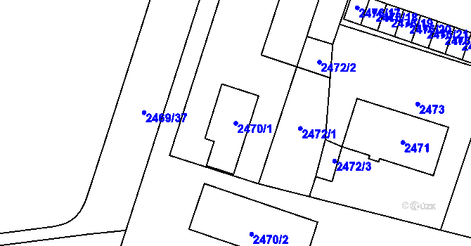 Parcela st. 2470/1 v KÚ Šumbark, Katastrální mapa