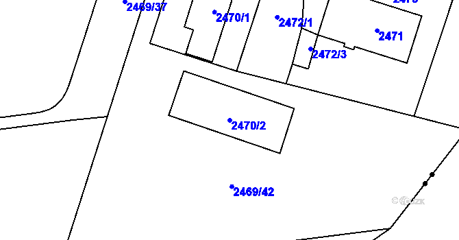 Parcela st. 2470/2 v KÚ Šumbark, Katastrální mapa
