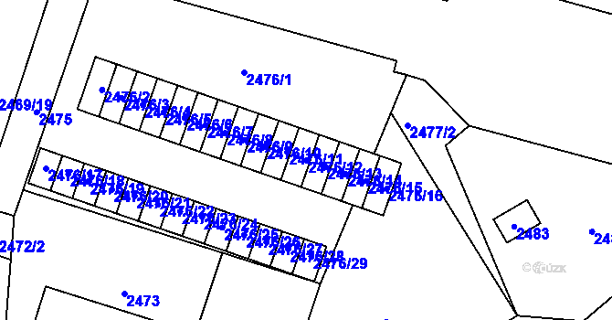Parcela st. 2476/12 v KÚ Šumbark, Katastrální mapa
