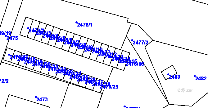 Parcela st. 2476/13 v KÚ Šumbark, Katastrální mapa