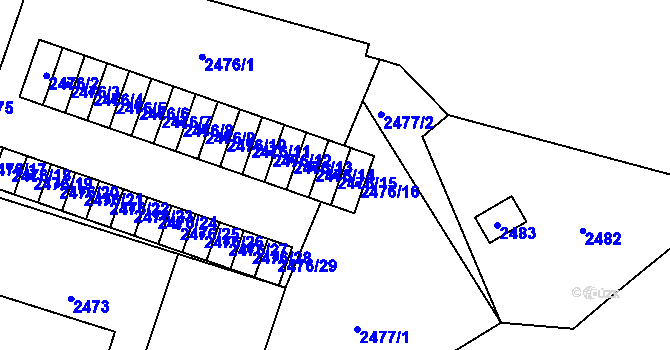 Parcela st. 2476/15 v KÚ Šumbark, Katastrální mapa