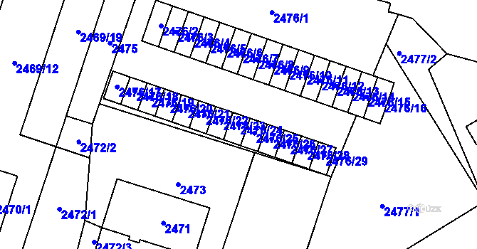 Parcela st. 2476/24 v KÚ Šumbark, Katastrální mapa