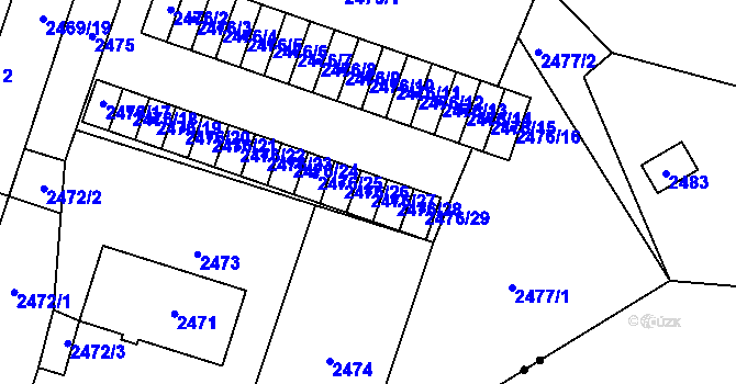 Parcela st. 2476/27 v KÚ Šumbark, Katastrální mapa