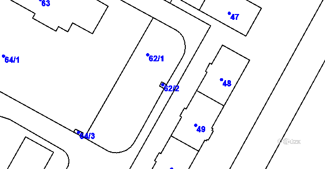 Parcela st. 62/2 v KÚ Šumbark, Katastrální mapa