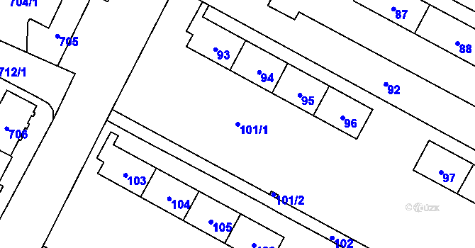 Parcela st. 101/1 v KÚ Šumbark, Katastrální mapa