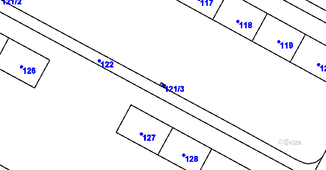 Parcela st. 121/3 v KÚ Šumbark, Katastrální mapa